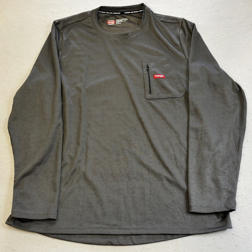 Wrangler Workwear Shirt Mens XXL Dark Gray Long Sleeve Zipper Pocket Casual Top